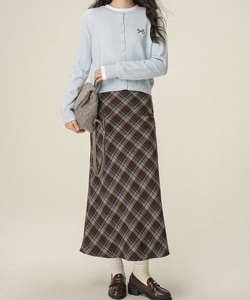 ワンポイントカーディガン リボン刺しゅう ニットトップス レディース 前開き ニットアウター クルーネック ニットセーター 韓国風 カジュアル ニット羽織 着回し 24TPS-052